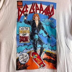 vintage 1988 DEF LEPPARD & The Women Of Doom Hysteria single stitch tee shirt XL